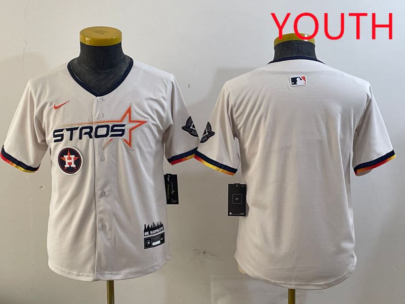 Youth Houston Astros Blank Cream three generations Joint Name 2025 Nike MLB Jersey style 4145->youth mlb jersey->Youth Jersey